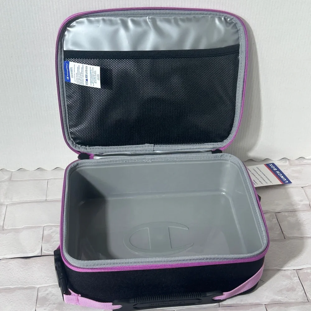 Champion Insulated Lunch Box Purple‎ Blue Gradient Stripes Built-in Tray NWT